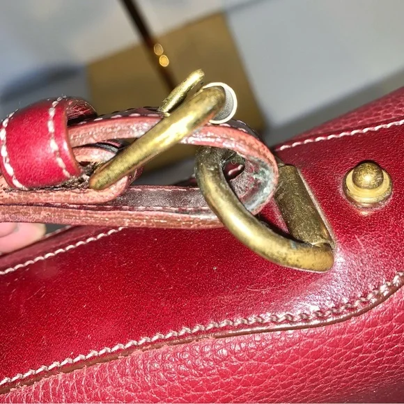 ❤️RARE❤️ Vintage Dooney and Bourke Oxblood Burgundy Maroon Carrier Crossbody Bag - Picture 14 of 16